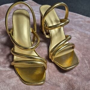 Elegant Gold Strappy Heels